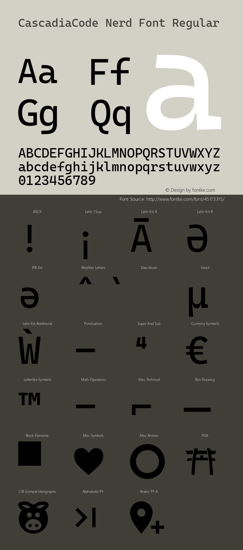 Cascadia Code Nerd Font Complete Version 1910.040图片样张