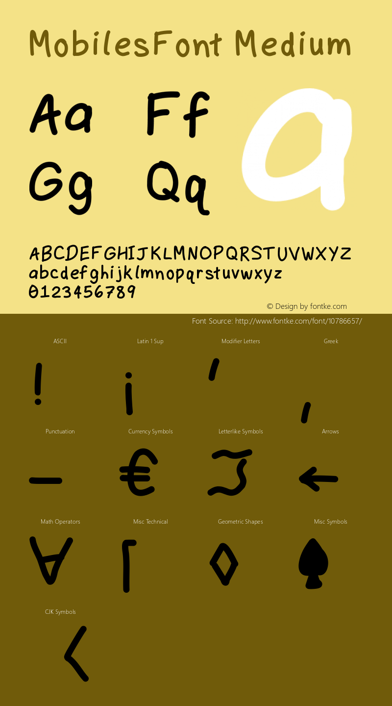 MobilesFont Medium Version 001.000图片样张