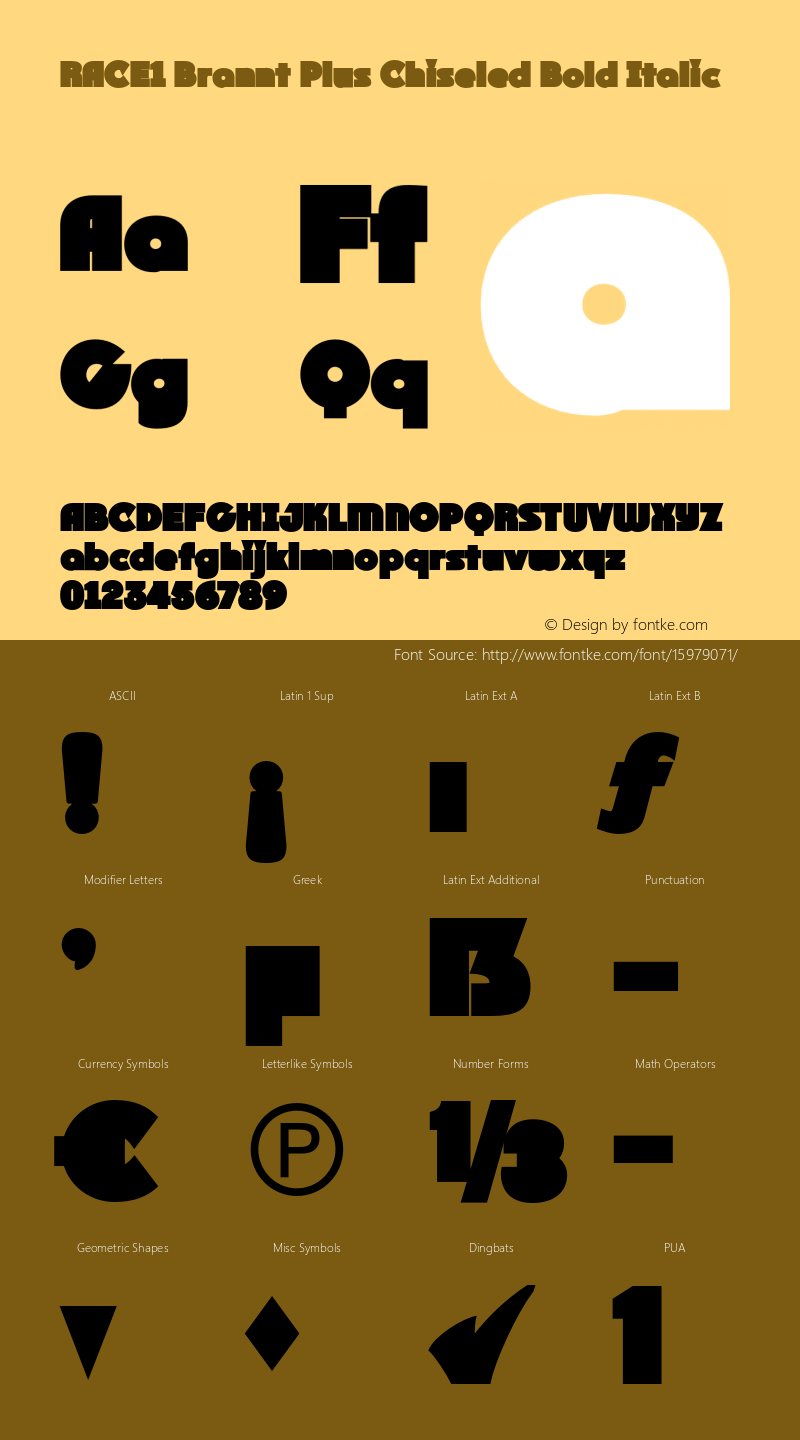 RACE1 Brannt Plus Chiseled Bold Italic 1.000图片样张