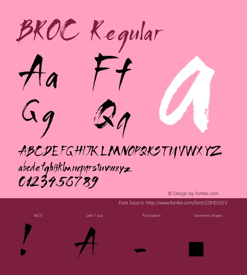 BROC Regular Version 1.001;Fontself Maker 3.5.4图片样张