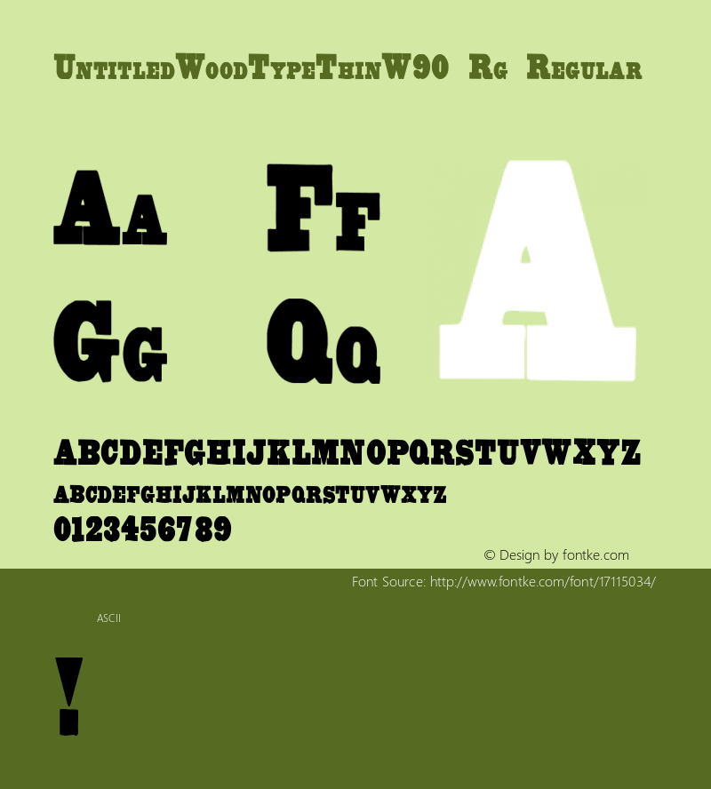 UntitledWoodTypeThinW90-Rg Regular Version 1.00图片样张