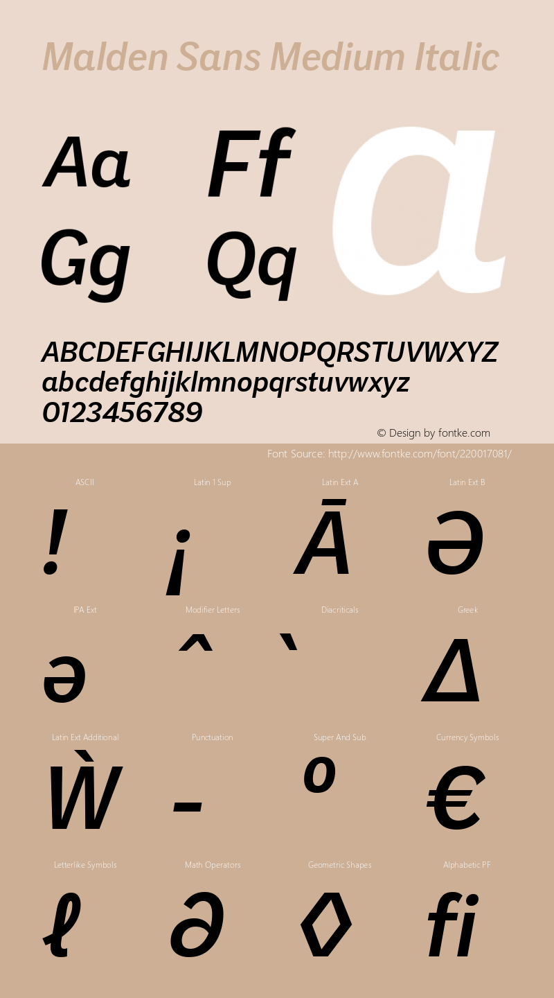 Malden Sans Medium Italic Version 1.00, build 13, s3图片样张