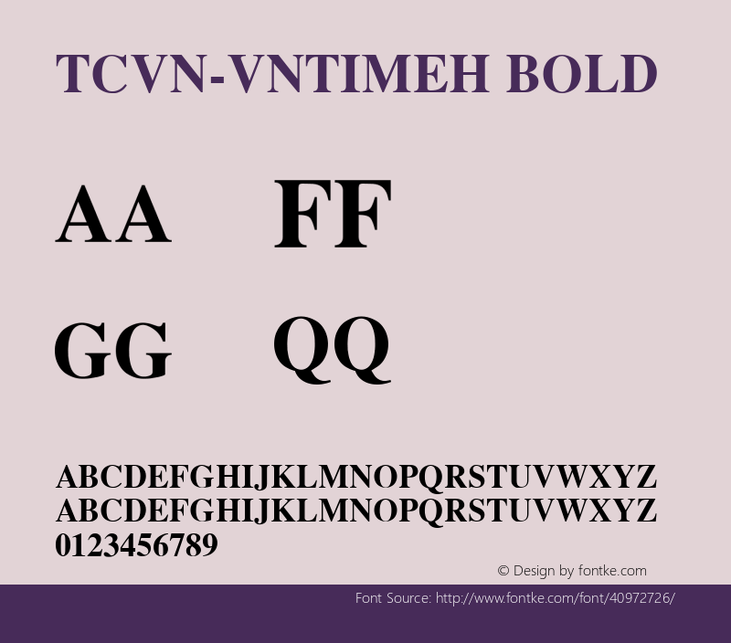 TCVN-VnTimeH Bold MS core font :V1.00图片样张