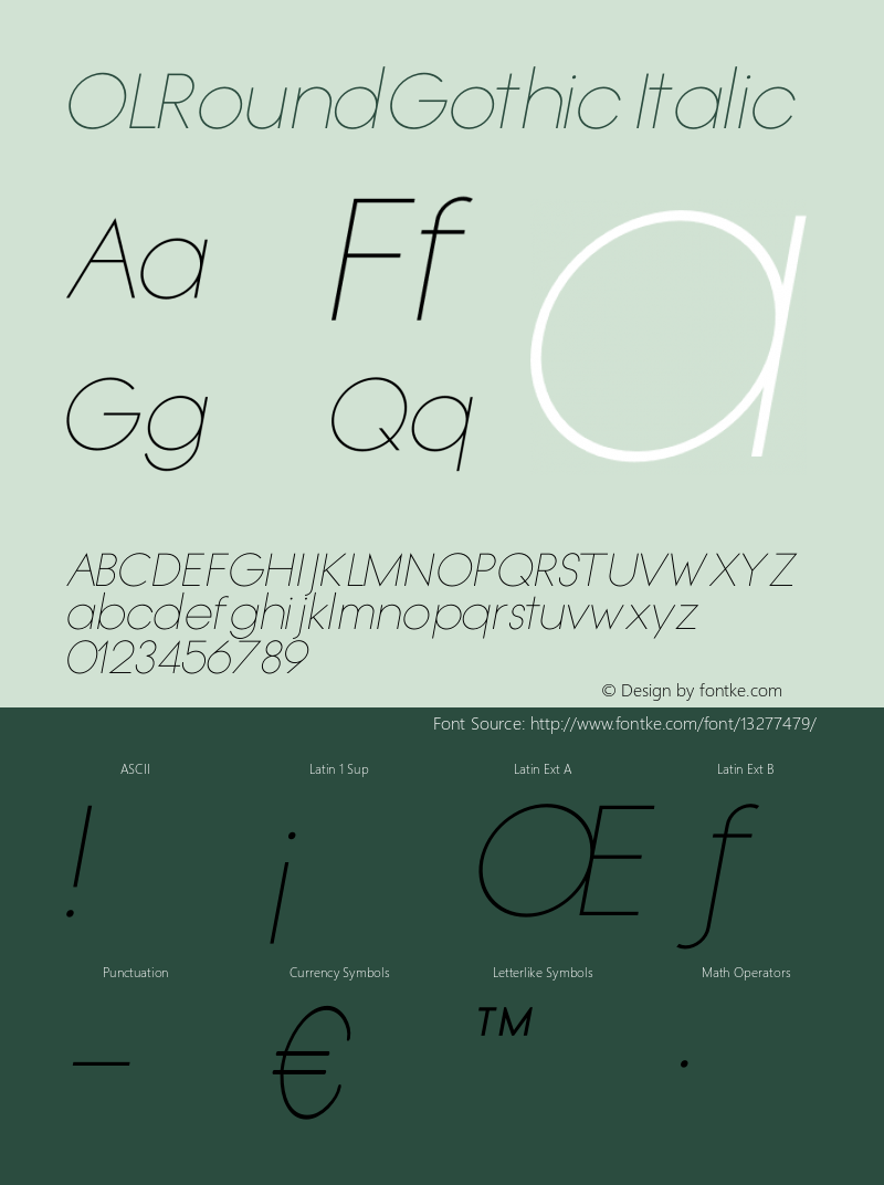 OLRoundGothic Italic Version 1.000;PS 001.000;hotconv 1.0.38图片样张