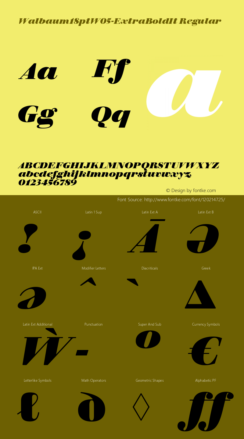 Walbaum 18pt W05 ExtraBold It Version 1.01图片样张