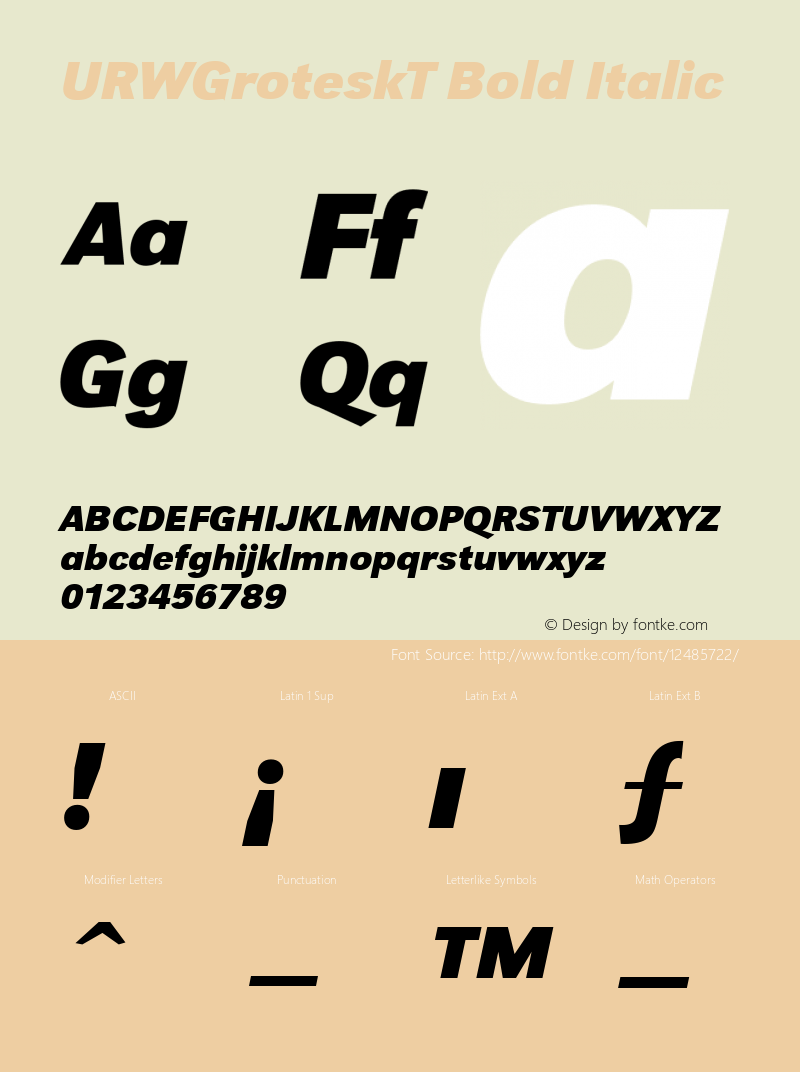 URWGroteskT Bold Italic Version 001.005图片样张