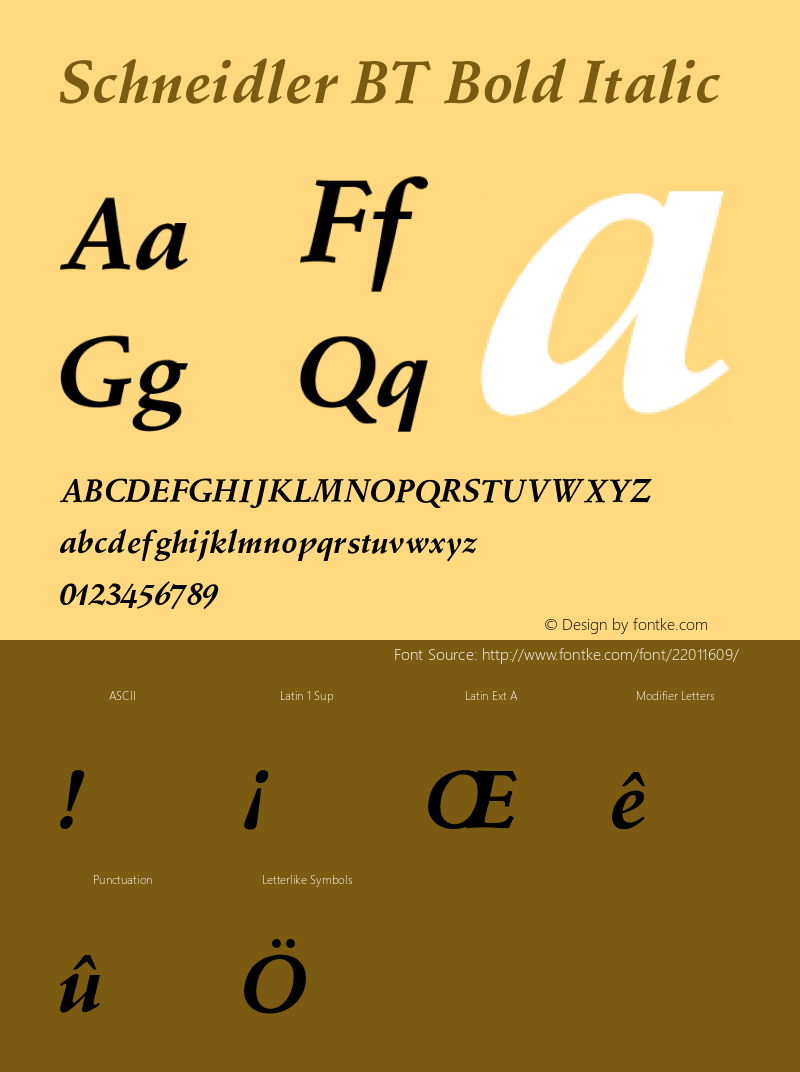 Schneidler BT Bold Italic V1.00图片样张