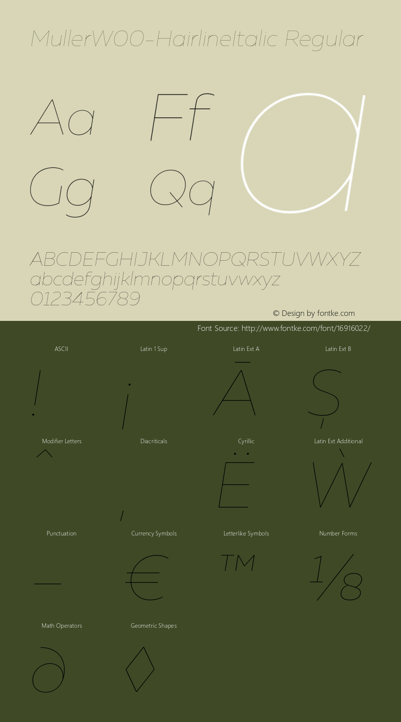 MullerW00-HairlineItalic Regular Version 1.00图片样张