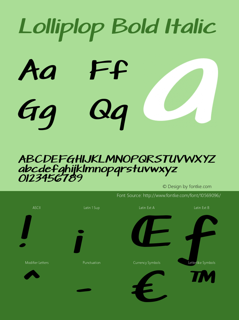 Lolliplop Bold Italic Version 1.000图片样张