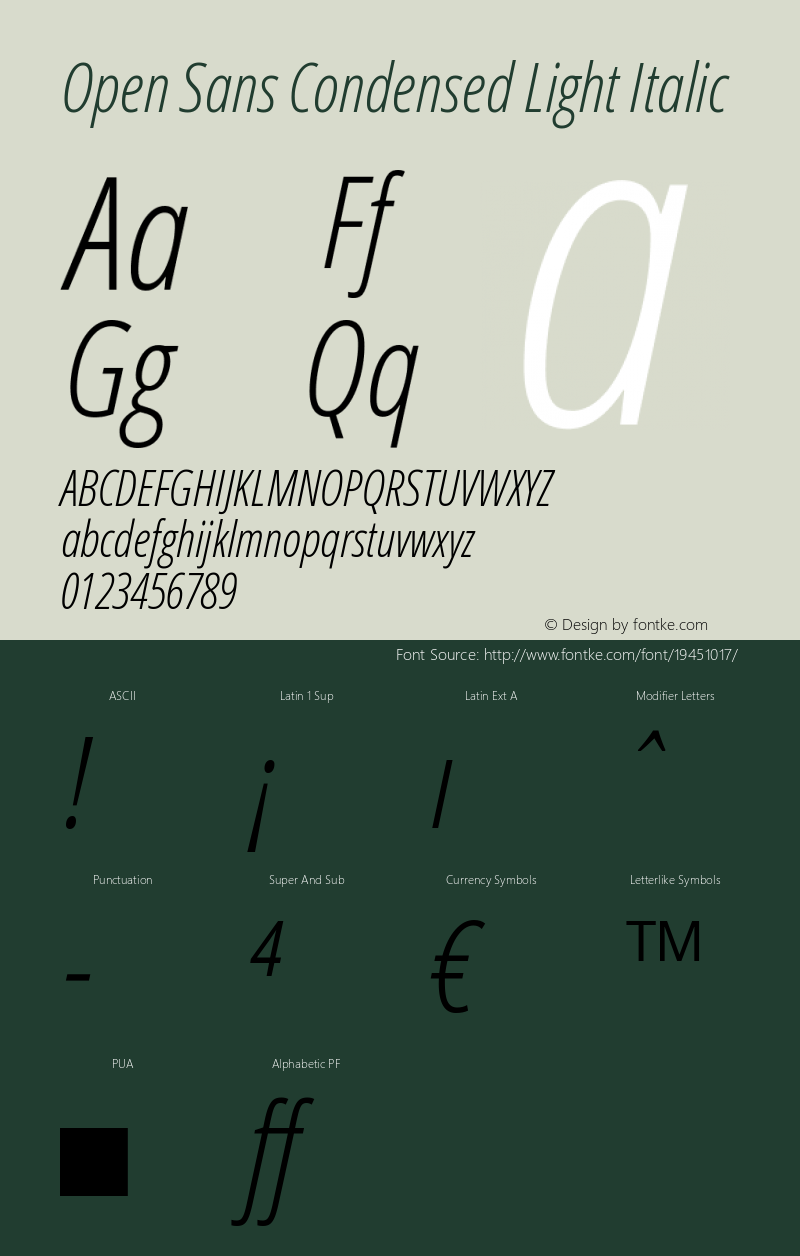 Open Sans Condensed Light Italic Version 1.10图片样张