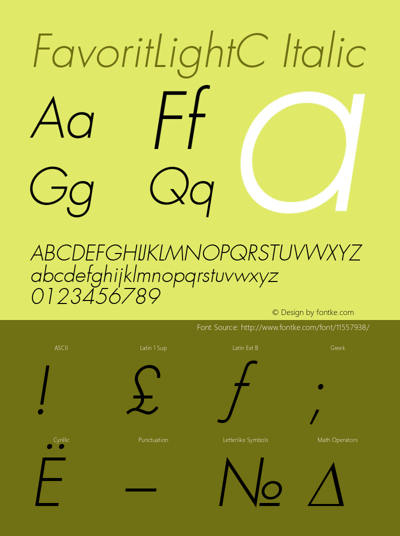 FavoritLightC Italic Version 001.000图片样张
