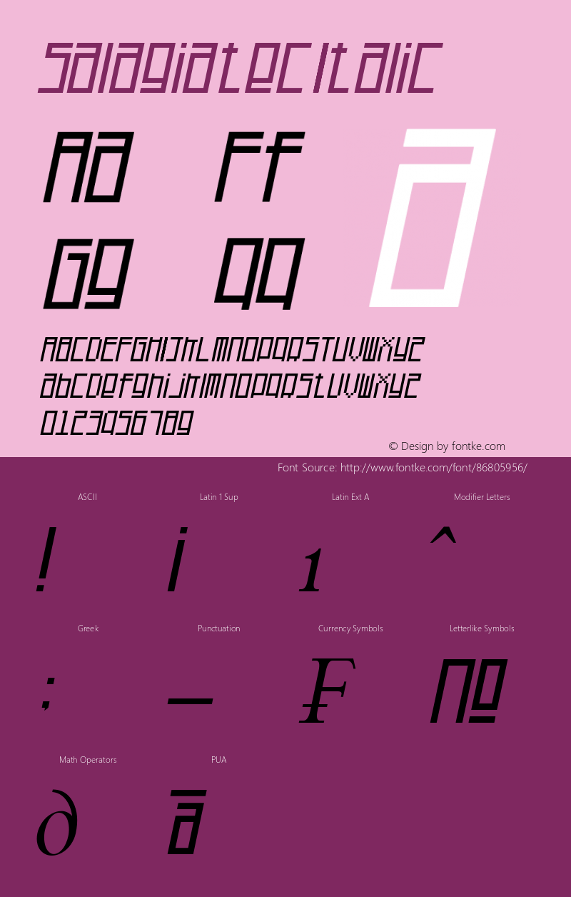 Salagiatec Italic Version 1.00;July 25, 2020;FontCreator 11.5.0.2422 64-bit图片样张