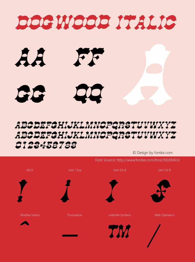 Dogwood Italic The IMSI MasterFonts Collection, tm 1995 IMSI图片样张