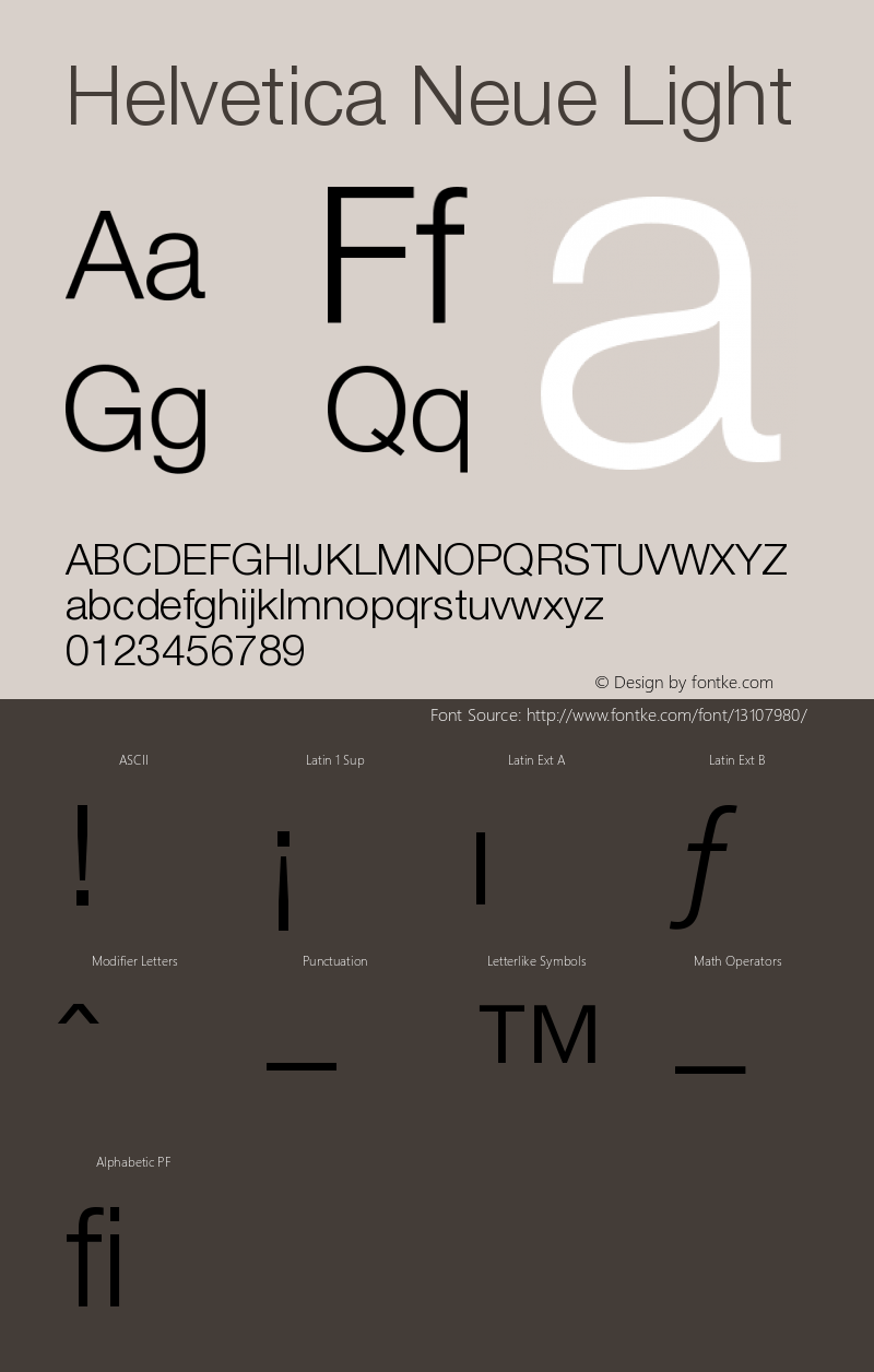 Helvetica Neue Light Version 001.001图片样张