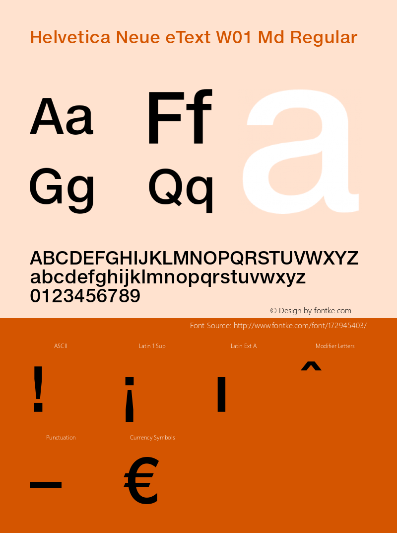 Helvetica Neue eText W01 Md Version 2.00图片样张