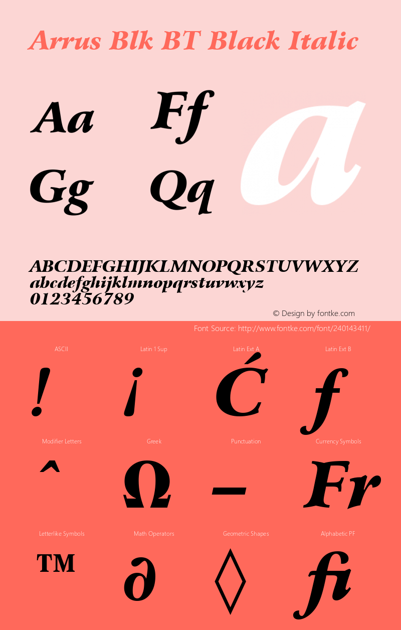 Arrus Blk BT Black Italic Version 1.01 emb4-OT图片样张