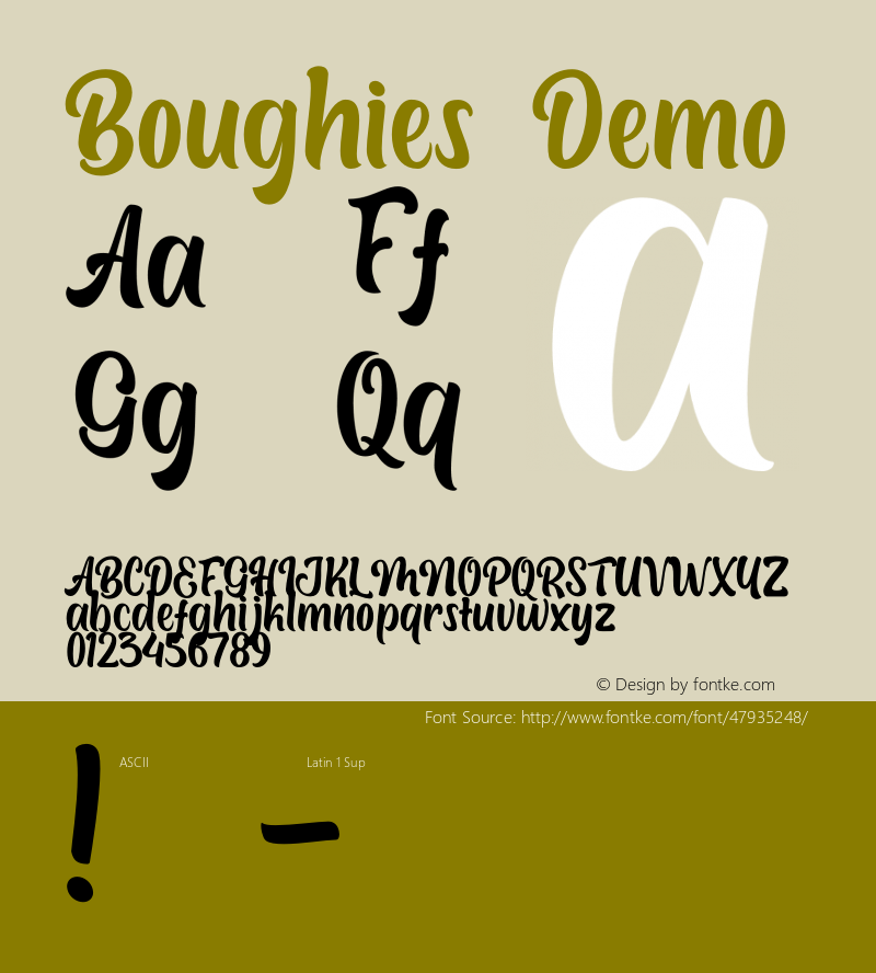 Boughies Demo Version 1.00;November 19, 2019;FontCreator 12.0.0.2547 64-bit图片样张