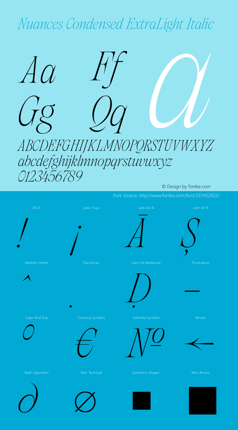 Nuances Condensed ExtraLight Italic Version 1.001图片样张