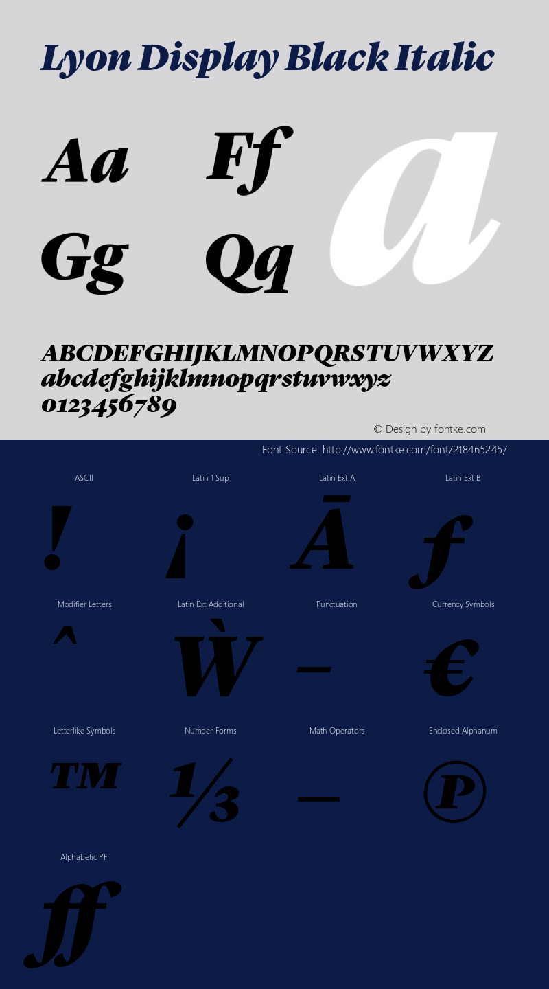 Lyon Display Black Italic Version 001.000 2010图片样张