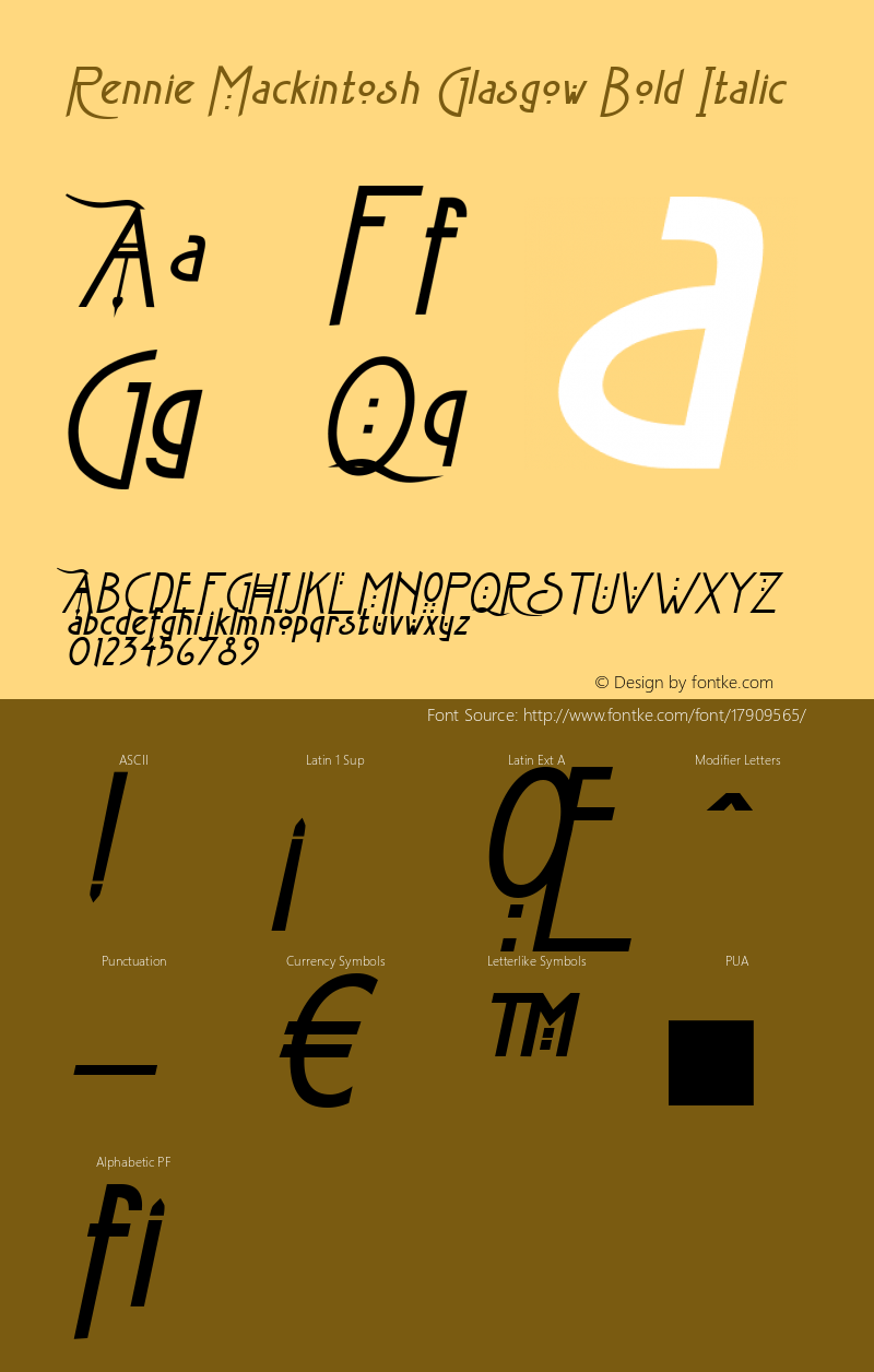 Rennie Mackintosh Glasgow Bold Italic Version 1.01图片样张