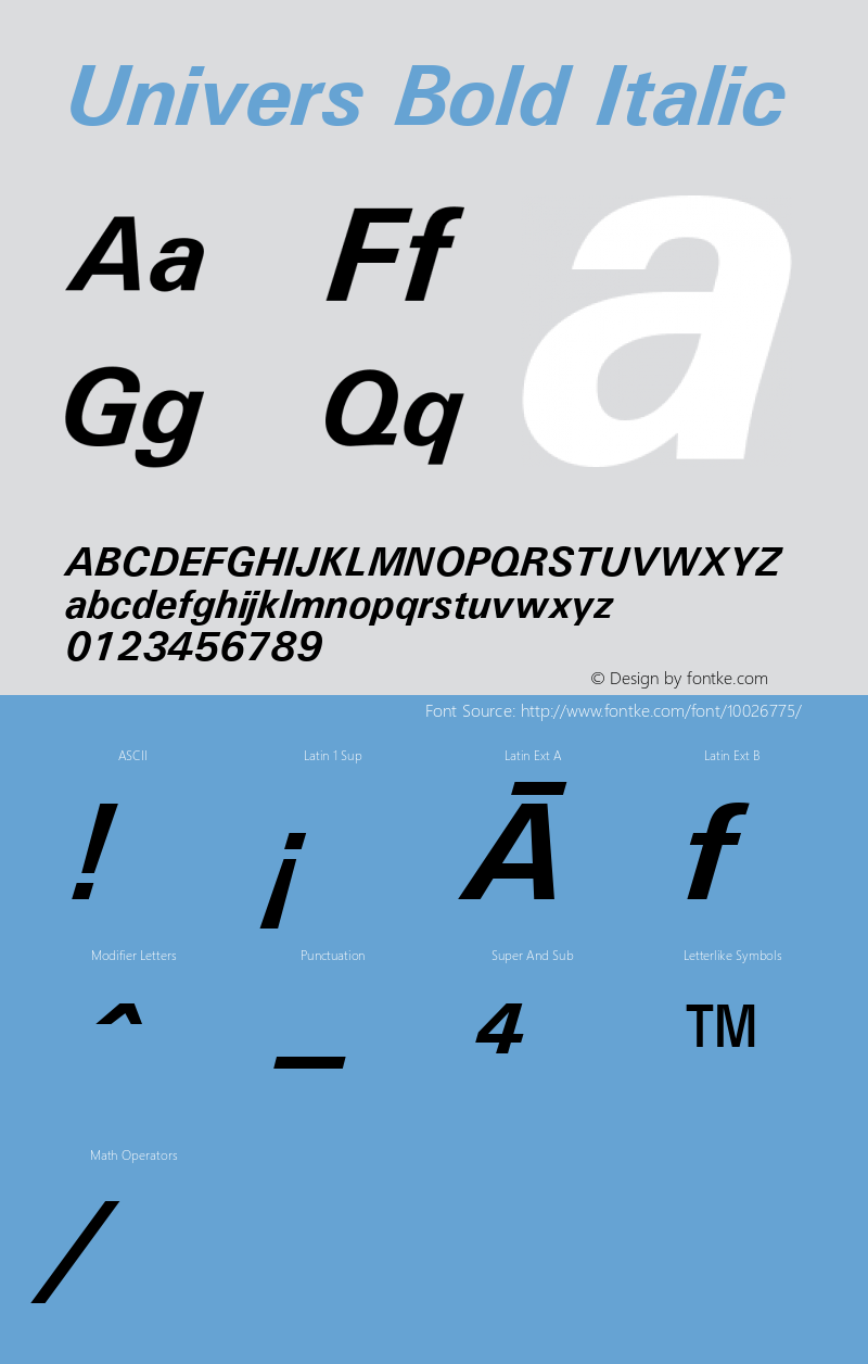 Univers Bold Italic Version 1.3 (Hewlett-Packard)图片样张