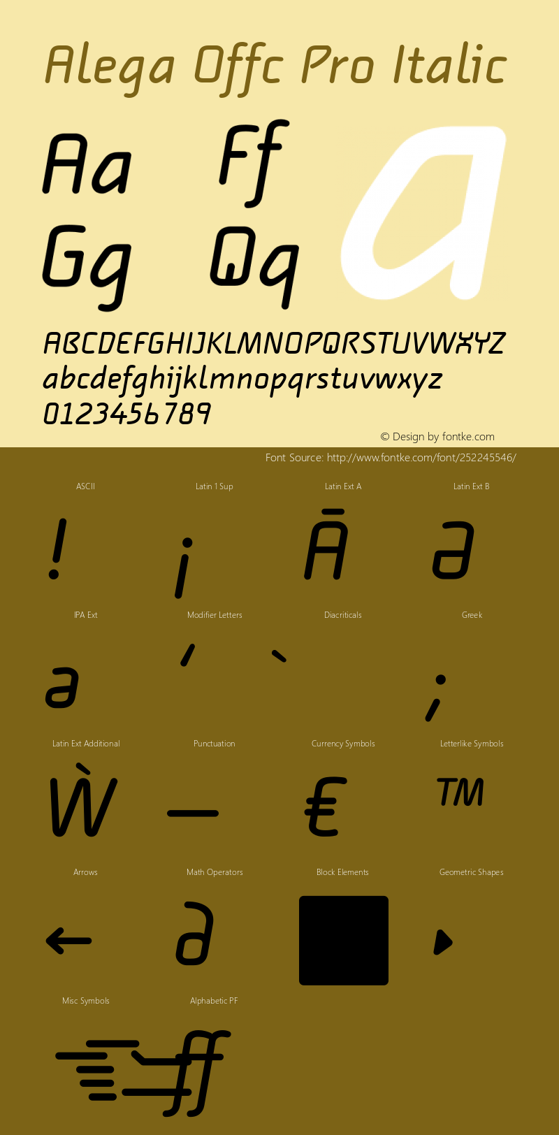 Alega Offc Pro Italic Version 7.504; 2009; Build 1020图片样张