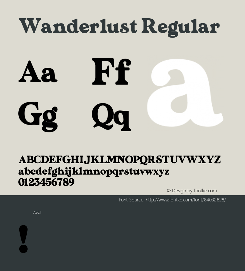 Wanderlust Version 1.00;September 20, 2020;FontCreator 12.0.0.2555 64-bit图片样张
