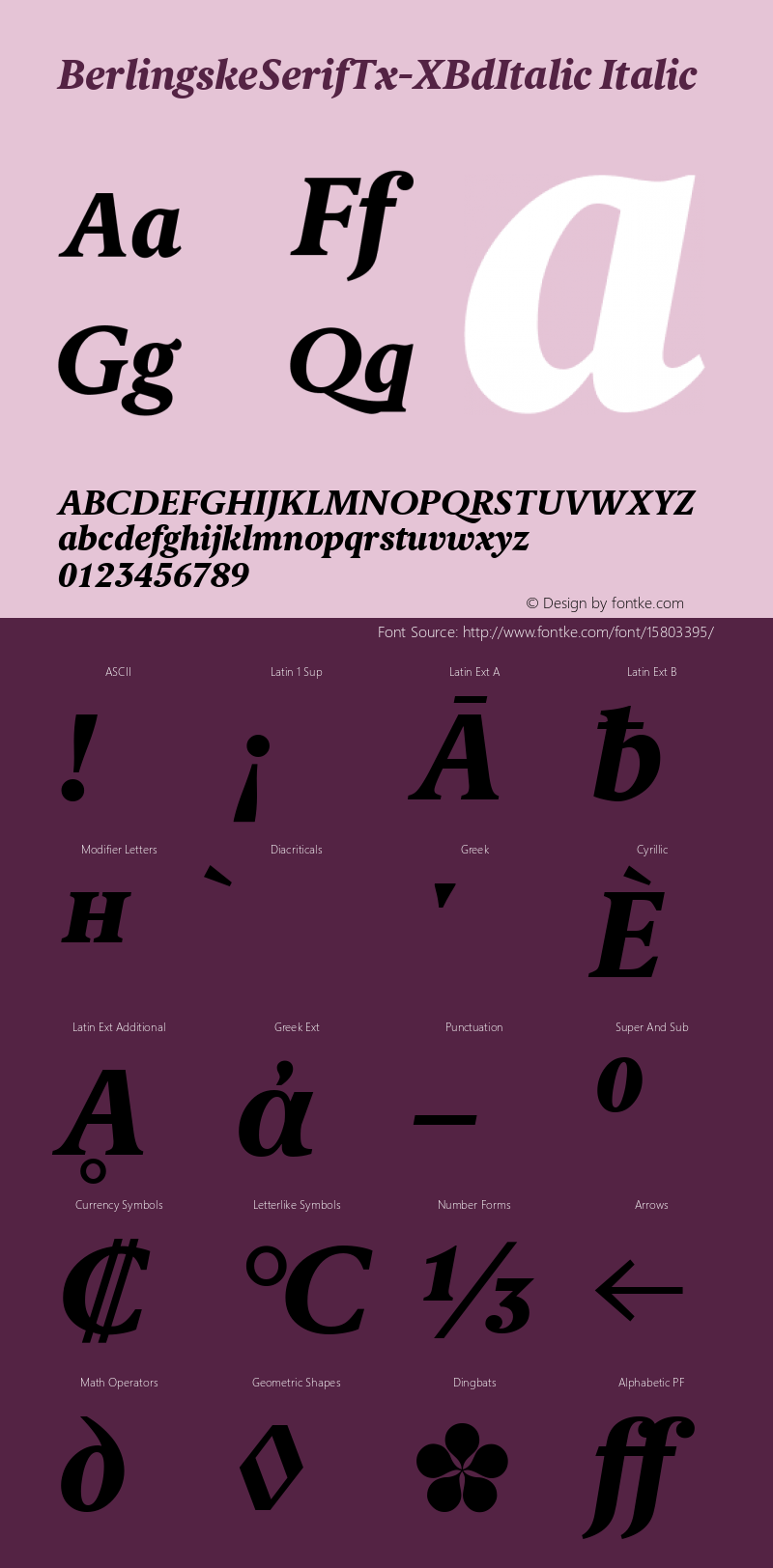 BerlingskeSerifTx-XBdItalic Italic Version 1.003图片样张