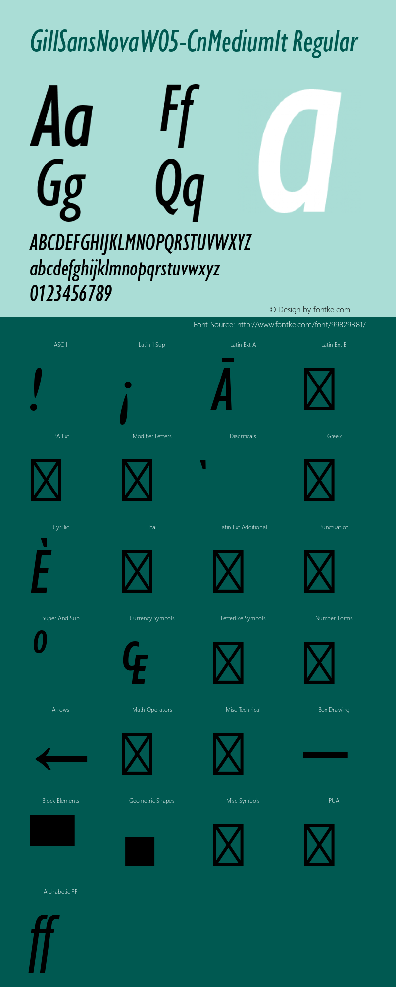 Gill Sans Nova W05 Cn Medium It Version 1.00图片样张