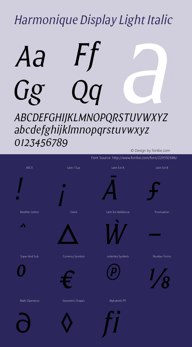 Harmonique Display Light Italic Version 1.000;FEAKit 1.0图片样张