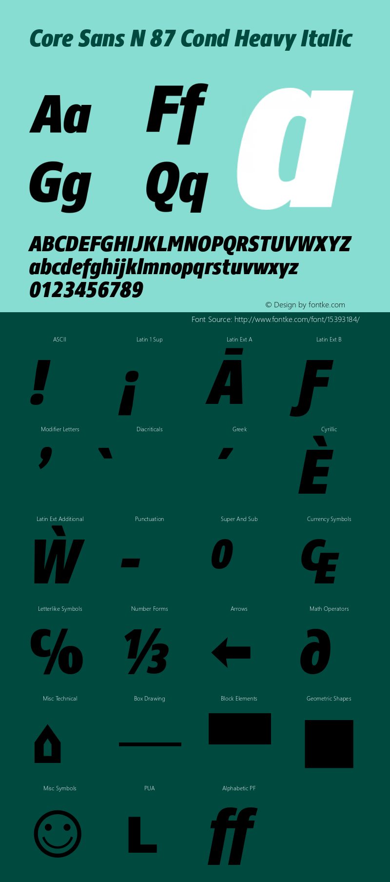 Core Sans N 87 Cond Heavy Italic Version 1.000;PS 001.001;hotconv 1.0.56图片样张