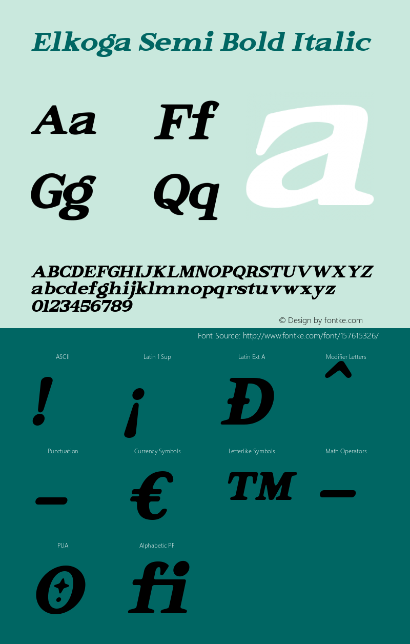 Elkoga Semi Bold Italic Version 1.000图片样张