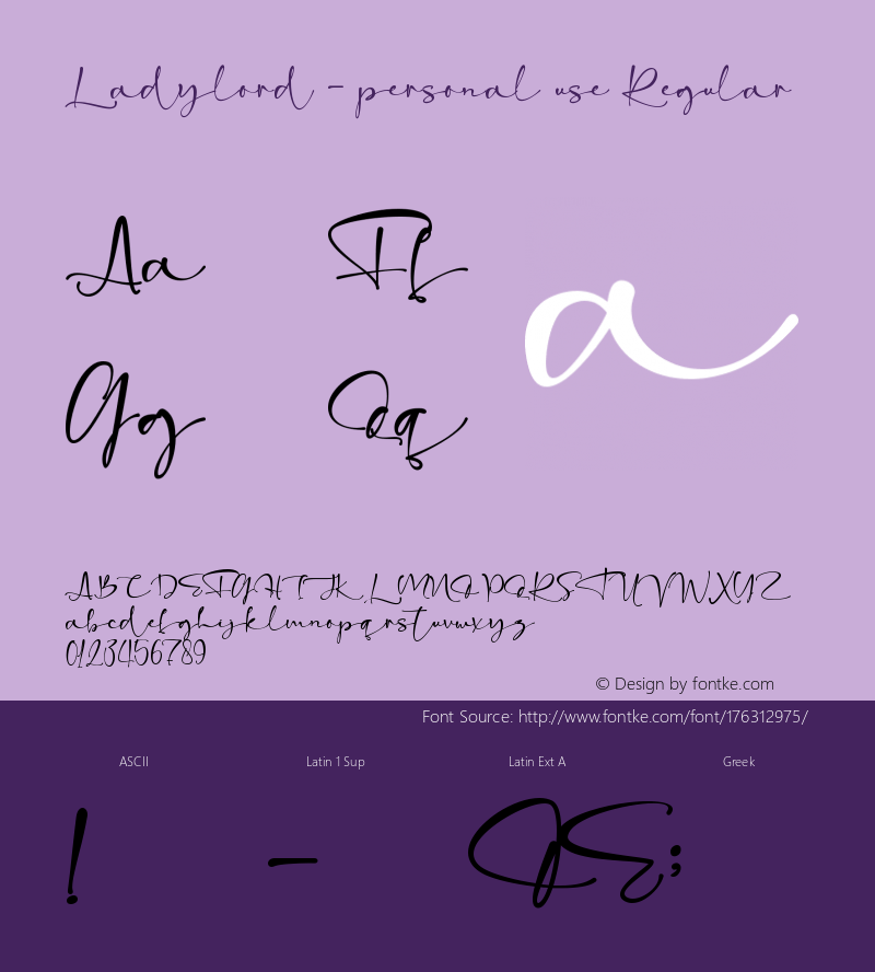 Ladylord - personal use Version 1.00;April 13, 2021;FontCreator 13.0.0.2683 64-bit图片样张