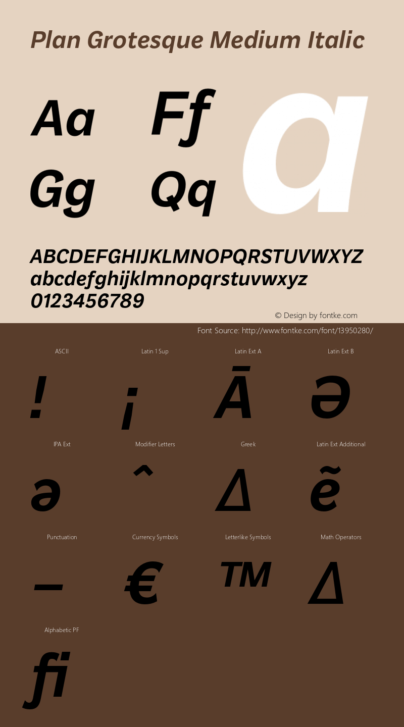 Plan Grotesque Medium Italic Version 1.000图片样张