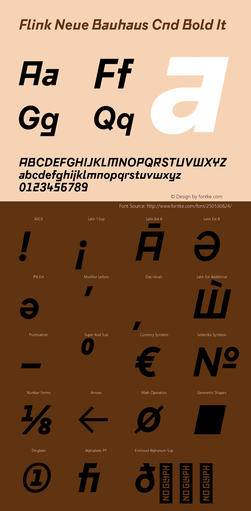 Flink Neue Bauhaus Cnd Bold It Version 2.100;Glyphs 3.1.2 (3150)图片样张