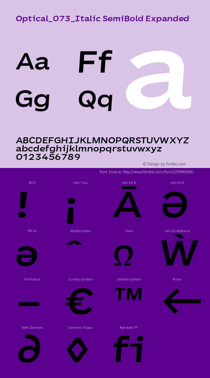 Optical_073_Italic SemiBold Expanded Version 1.073;FEAKit 1.0图片样张