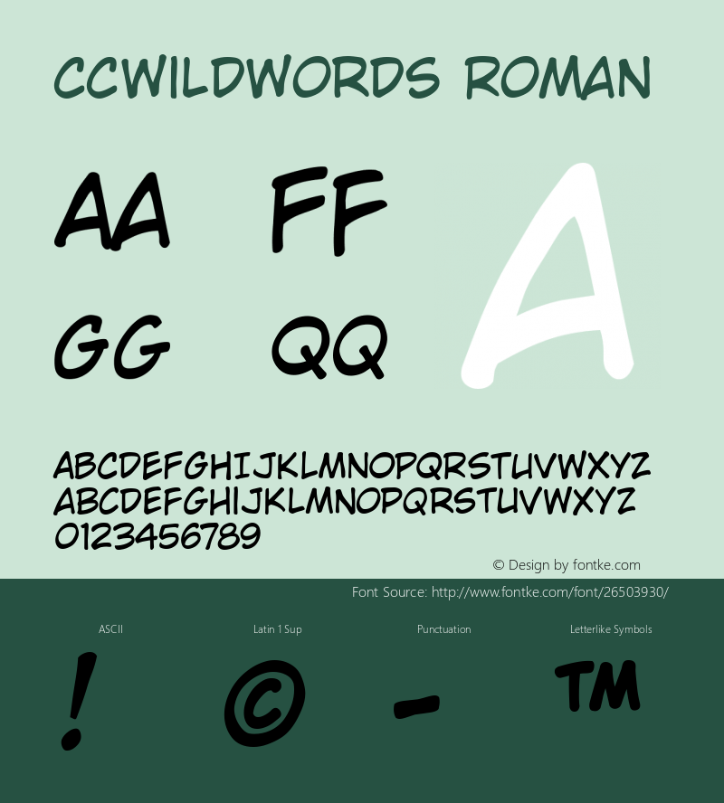 CCWildWords Roman Macromedia Fontographer 4.1 2/15/00图片样张