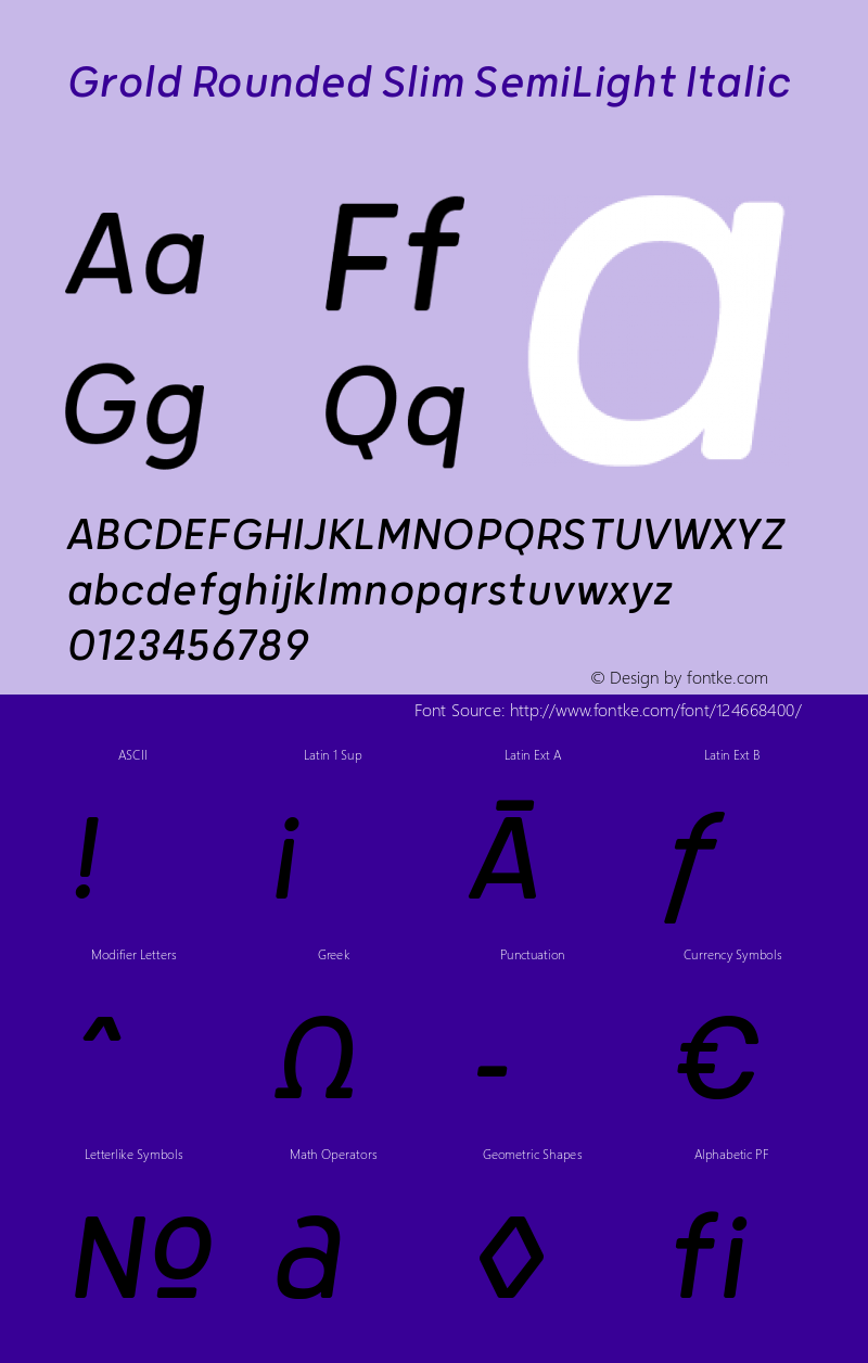 Grold Rounded Slim SemiLight Italic 1.000图片样张