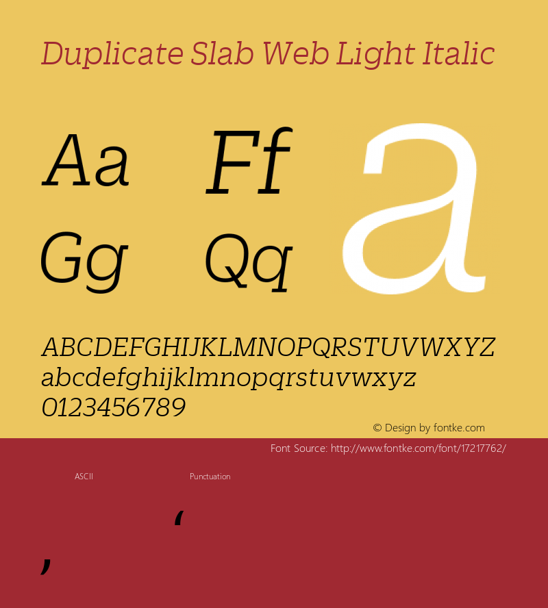 Duplicate Slab Web Light Italic Version 1.1 2013图片样张