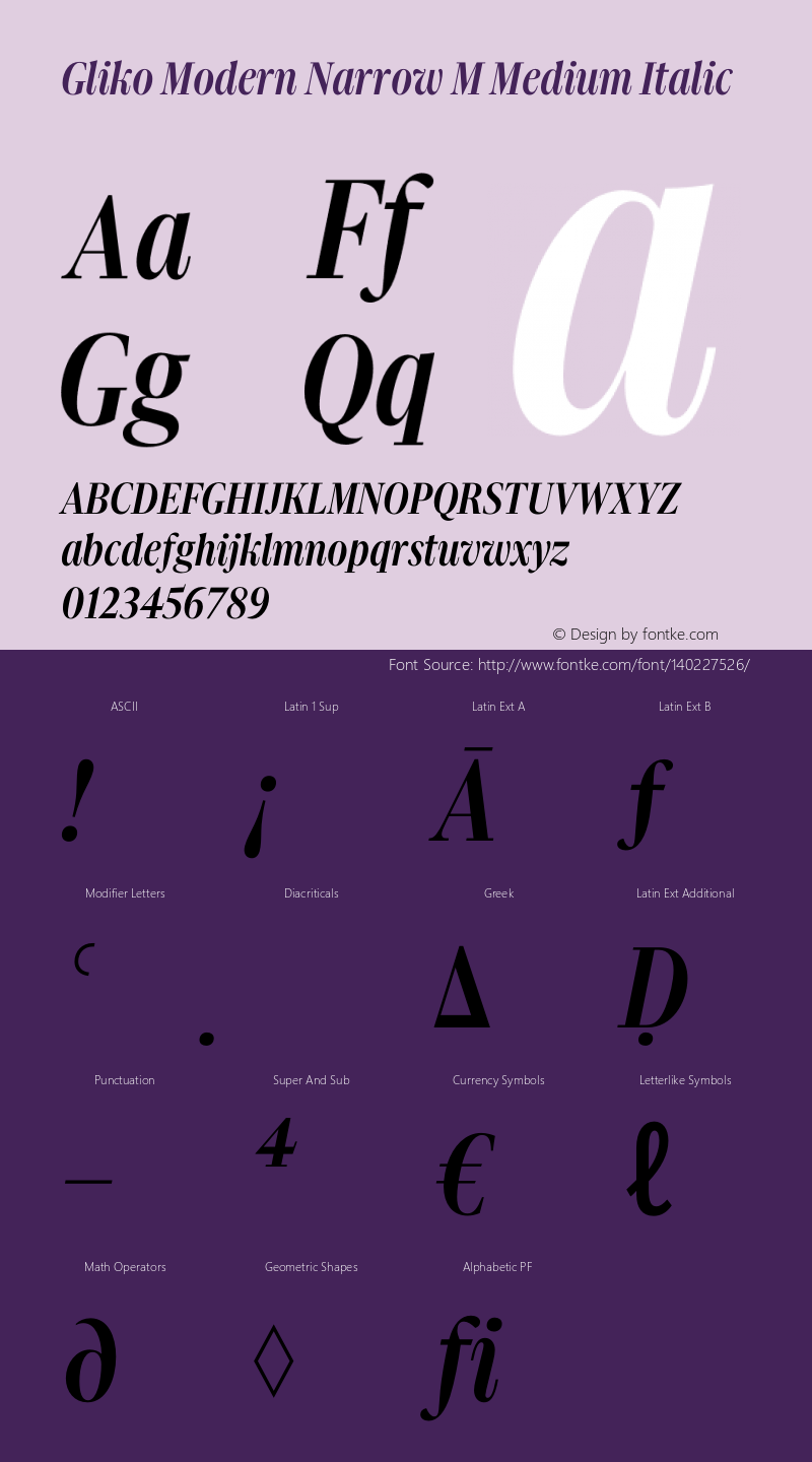 Gliko Modern Narrow M Medium Italic Version 2.000 | w-rip DC20200115图片样张