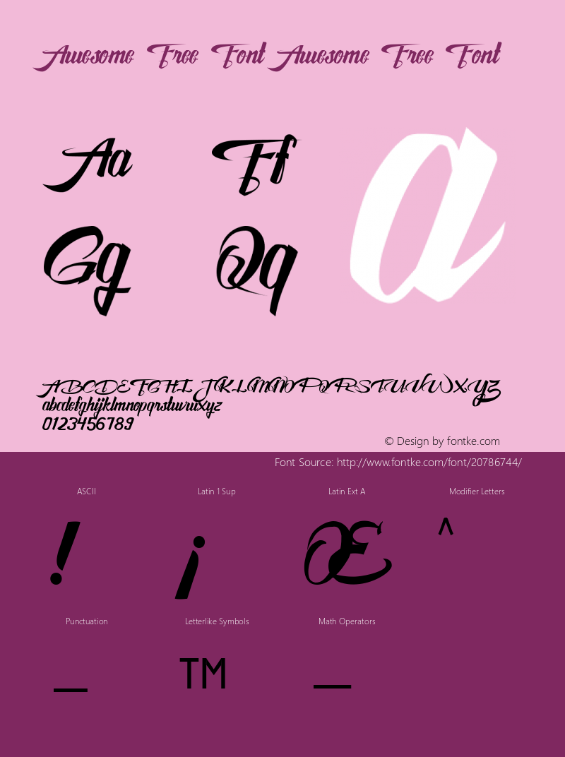 Awesome Free Font Version 1.0图片样张