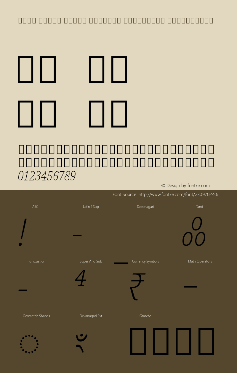 Noto Serif Tamil Slanted Condensed ExtraLight Version 2.001图片样张