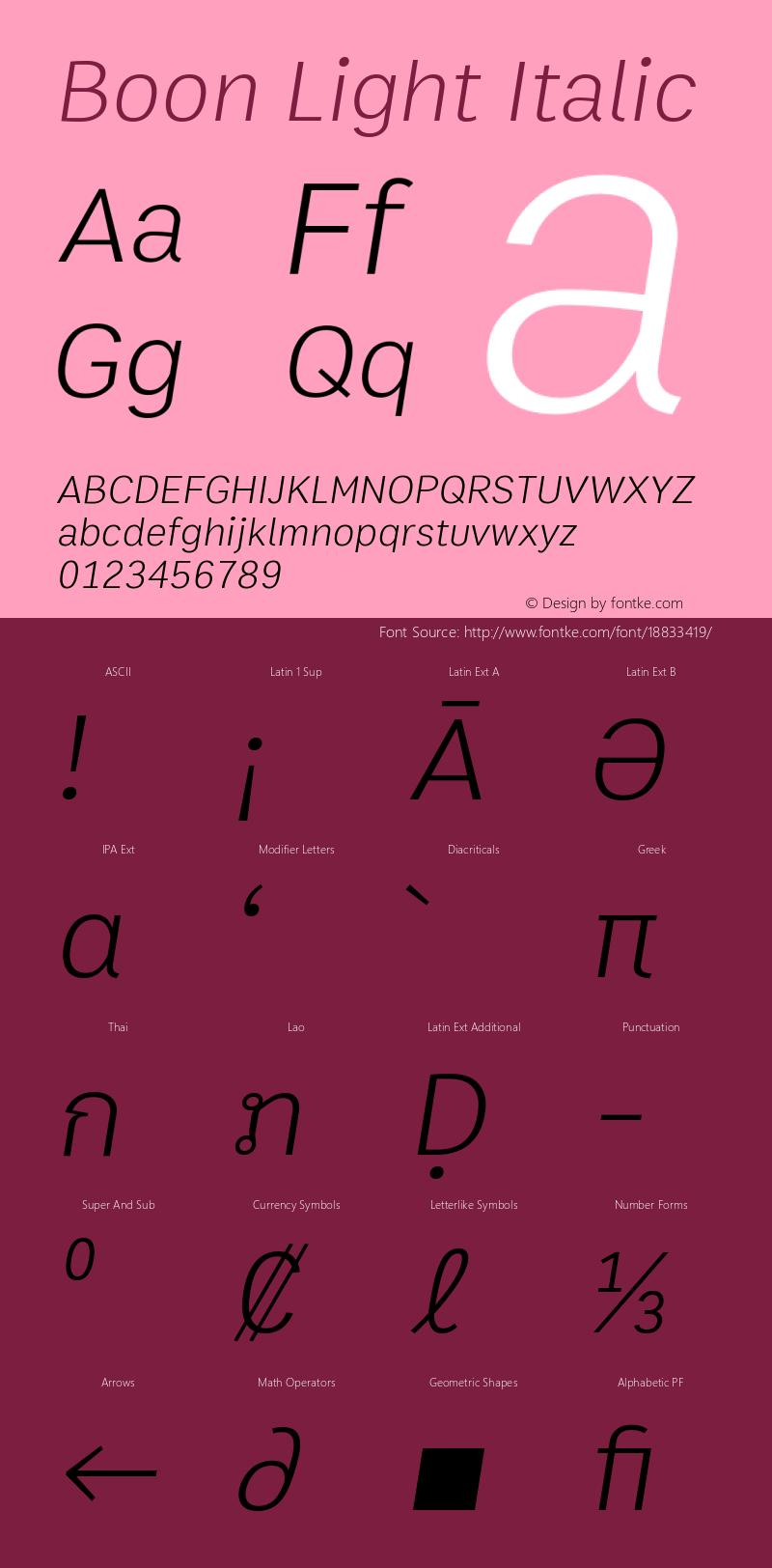 Boon Light Italic Version 3.0图片样张