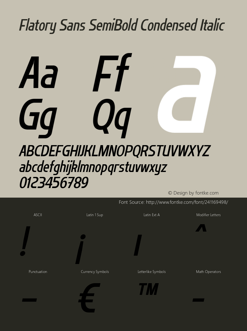 Flatory Sans SemiBold Condensed Italic Version 1.00图片样张