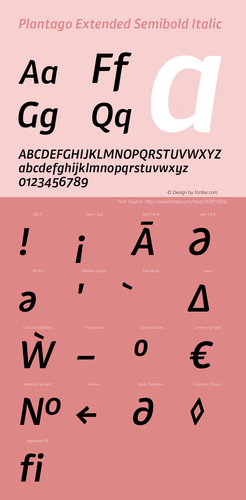 Plantago Extended Semibold Italic Version 1.007图片样张