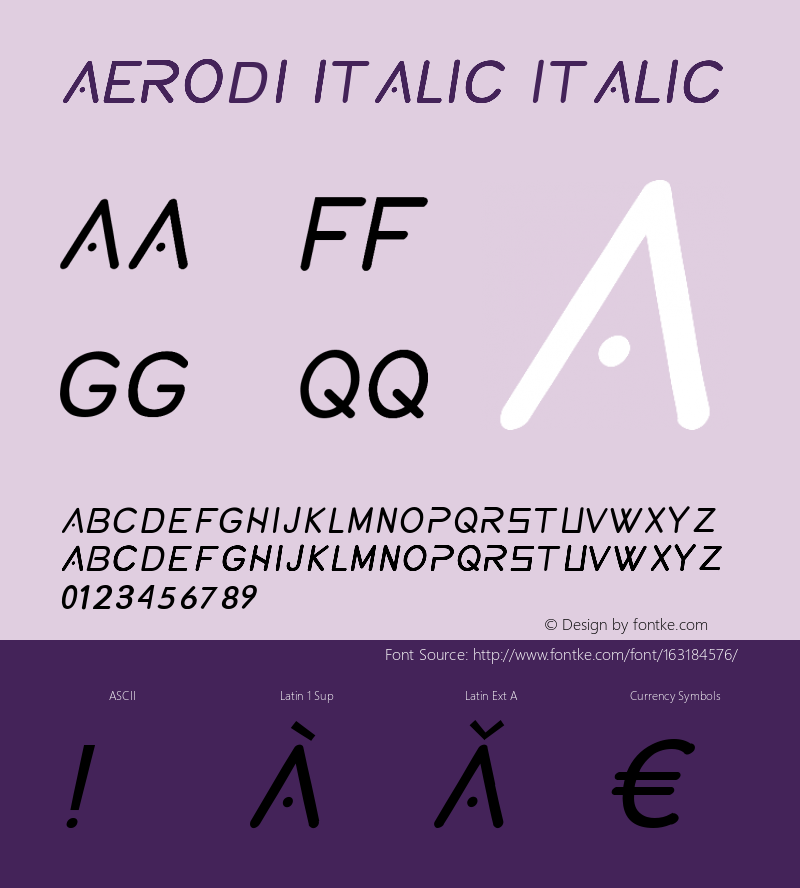 aerodi italic Version 1.000图片样张