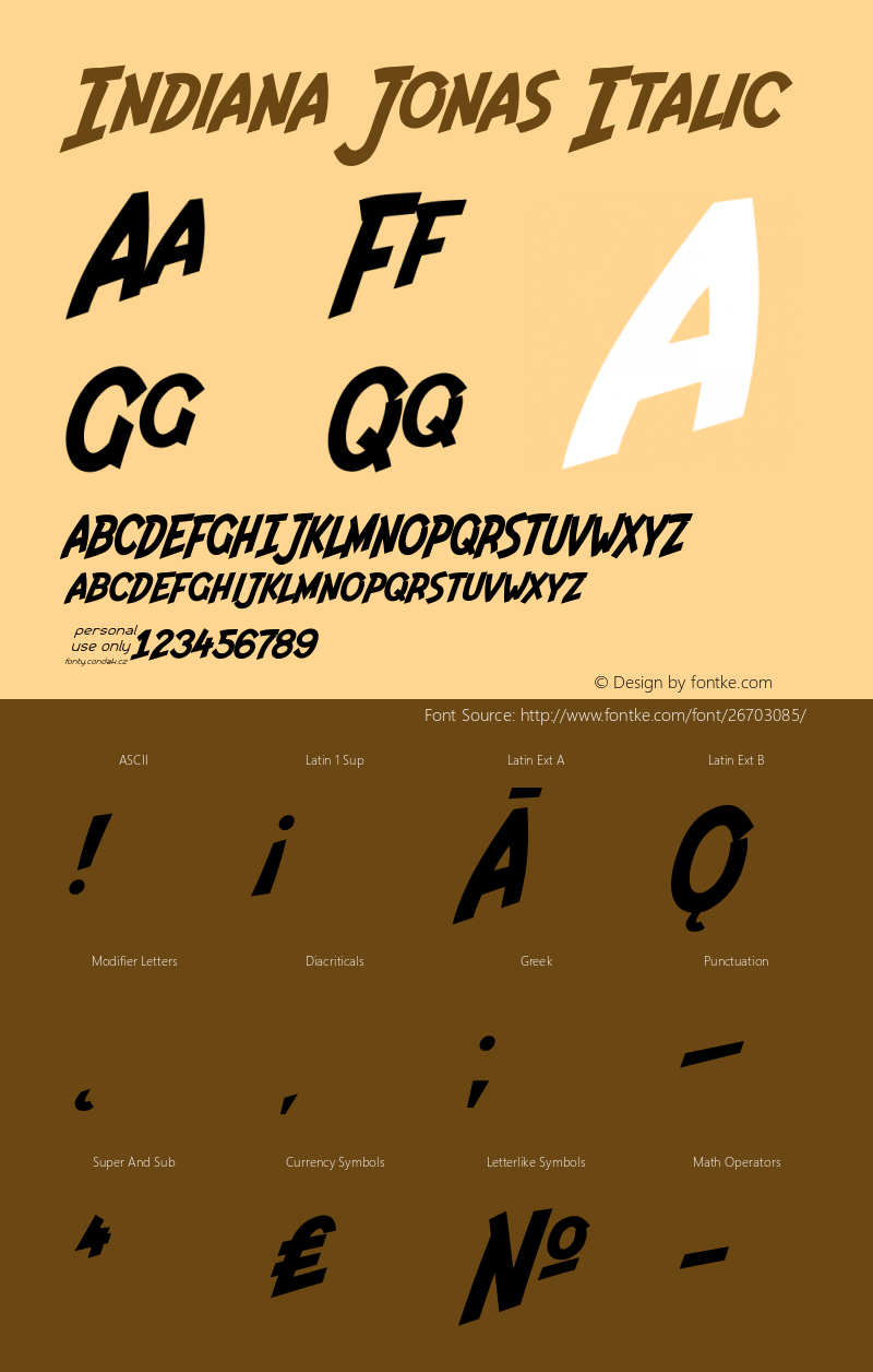 Indiana Jonas Italic Version 0.48 September 3, 2017图片样张