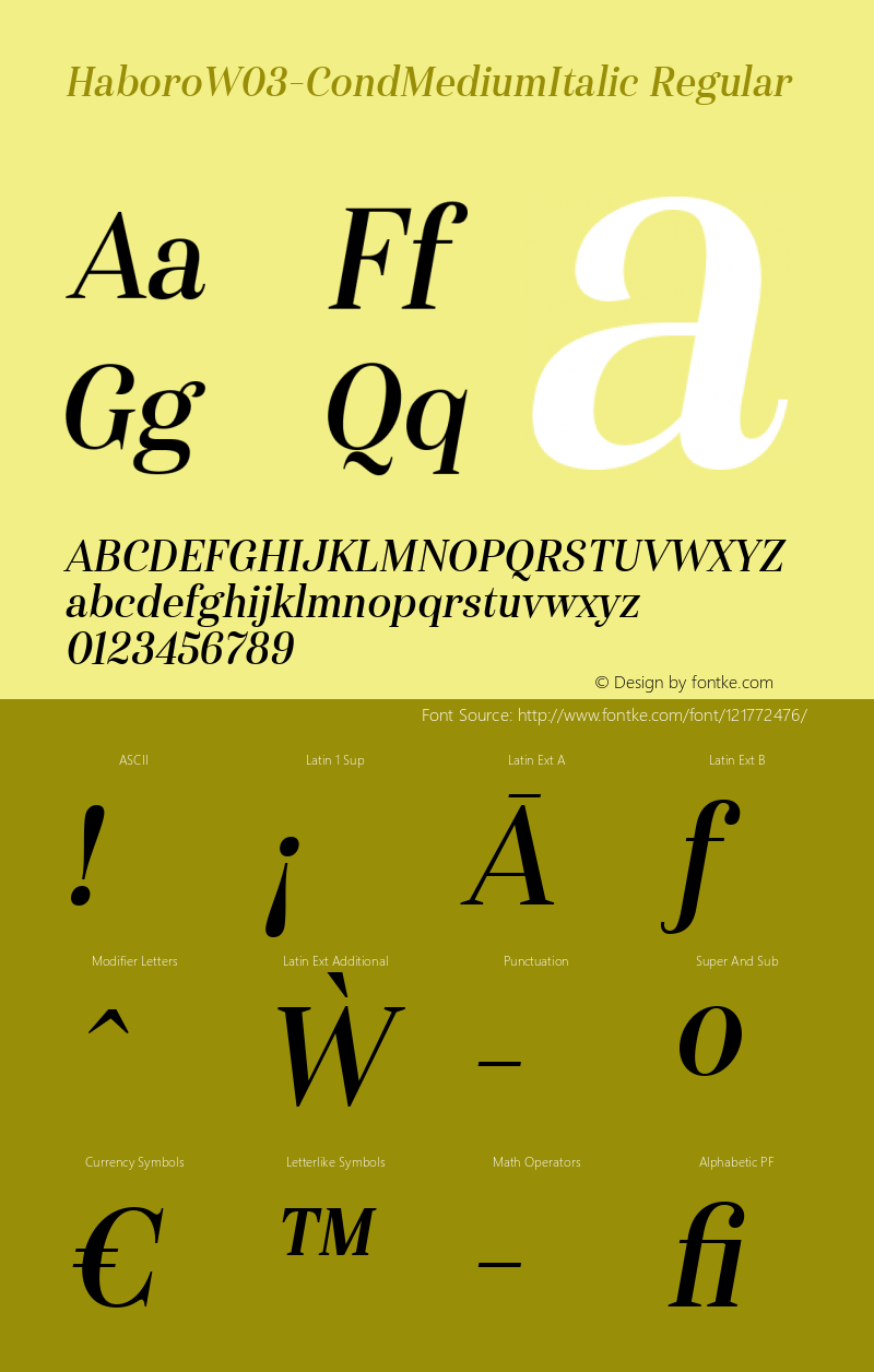 Haboro W03 Cond Medium Italic Version 1.00图片样张