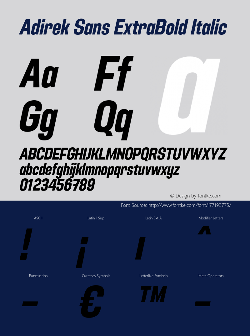 Adirek Sans ExtraBold Italic Version 1.00图片样张