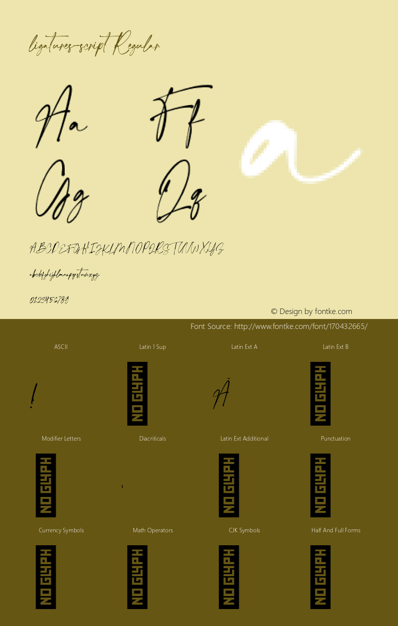 ligatures-script Regular Version 1.000;FEAKit 1.0图片样张